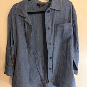 Massimo Dutti Denim-Textured Blue Shirt Jacket